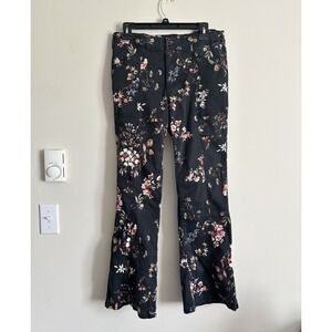 Pilcro The Demilune Boot Cut Black Floral Pants Size 30 Cotton Boho Hippie